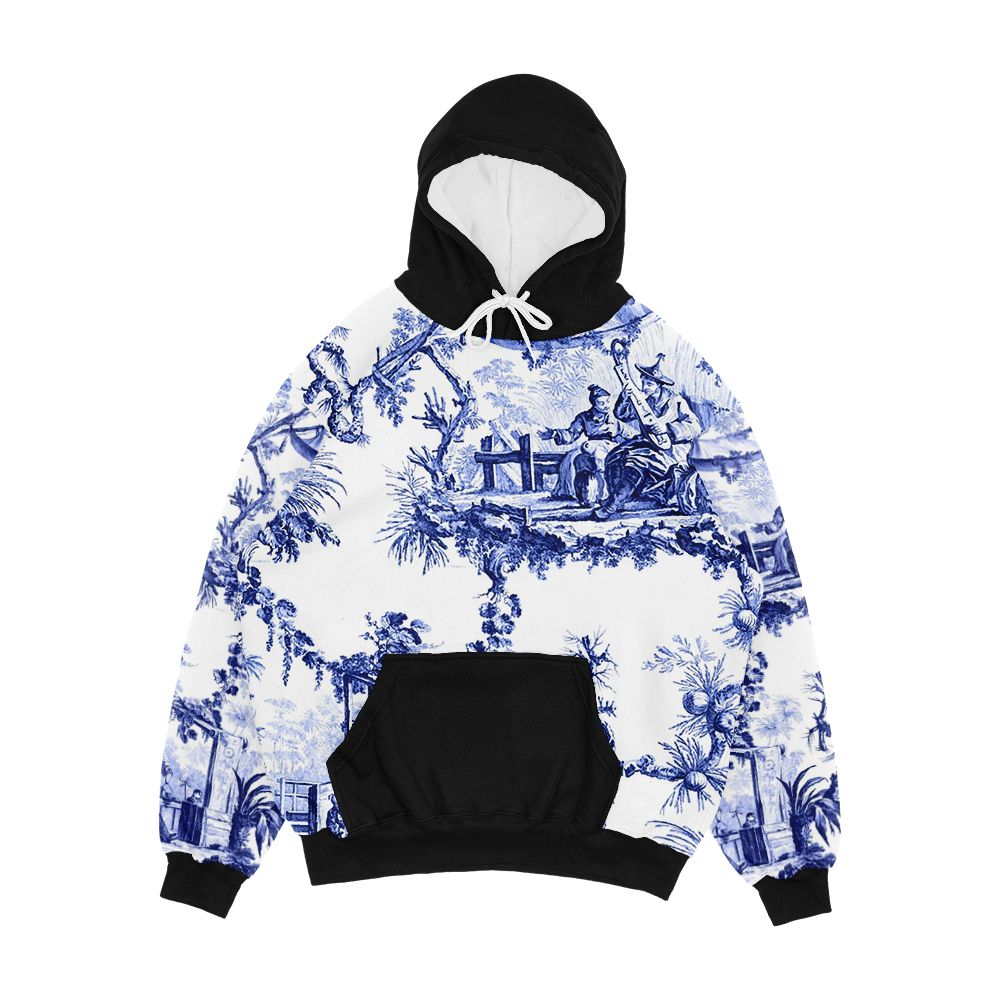 Blue Chinoiserie Toile Men's All-Over-Print Hoodie