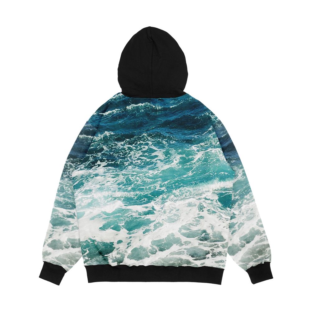 Blue Ocean Waves Men's All-Over-Print Hoodie - Image 2
