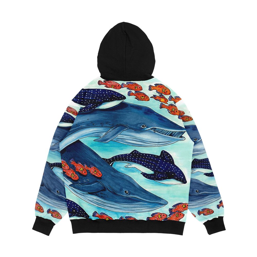 Blue Whales And Friends Men's All-Over-Print Hoodie - Image 2