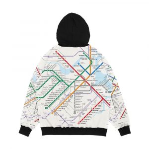 Alternative view of Boston Area Transport System Map Men's All-Over-Print Hoodie
