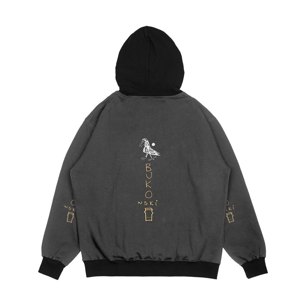 Bukowski Sketch Motif Men's All-Over-Print Hoodie - Image 2