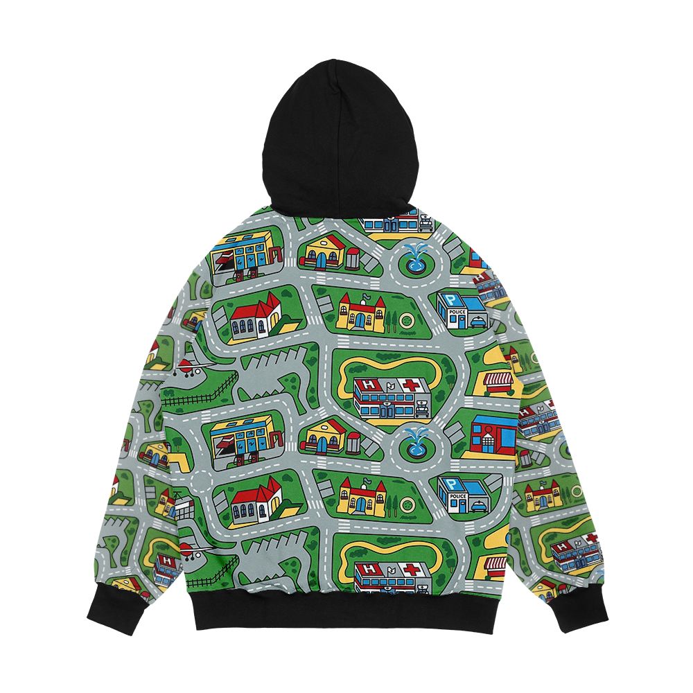 Car City Carpet Road Rug 90S Nostalgic Toy Men's All-Over-Print Hoodie - Image 2