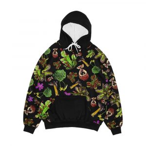 Carnivorous Plants Black Background Men's All-Over-Print Hoodie