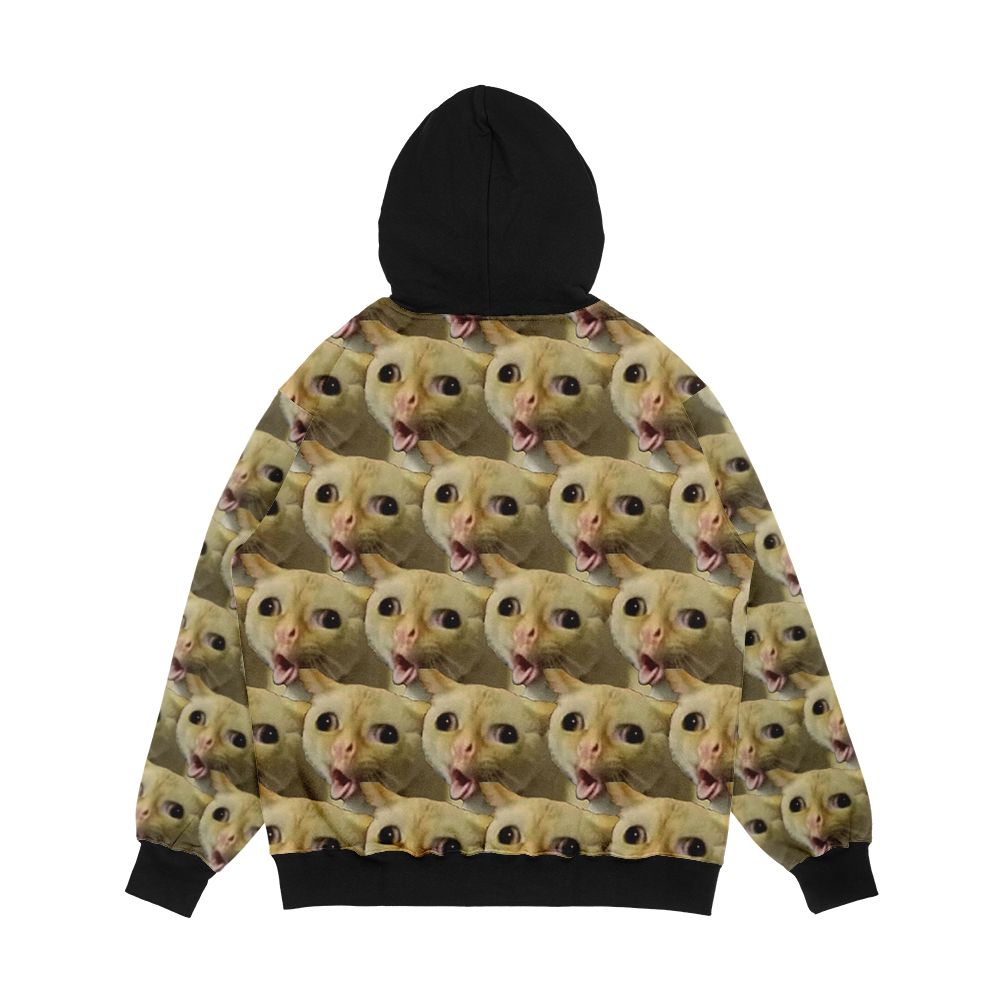 Cat Coughing Like A Kid Meme Pattern Men's All-Over-Print Hoodie - Image 2
