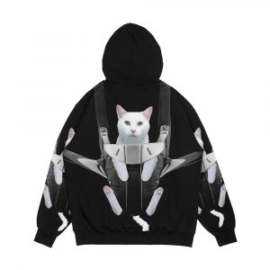 Alternative view of Cat In Baby Carrier Men's All-Over-Print Hoodie