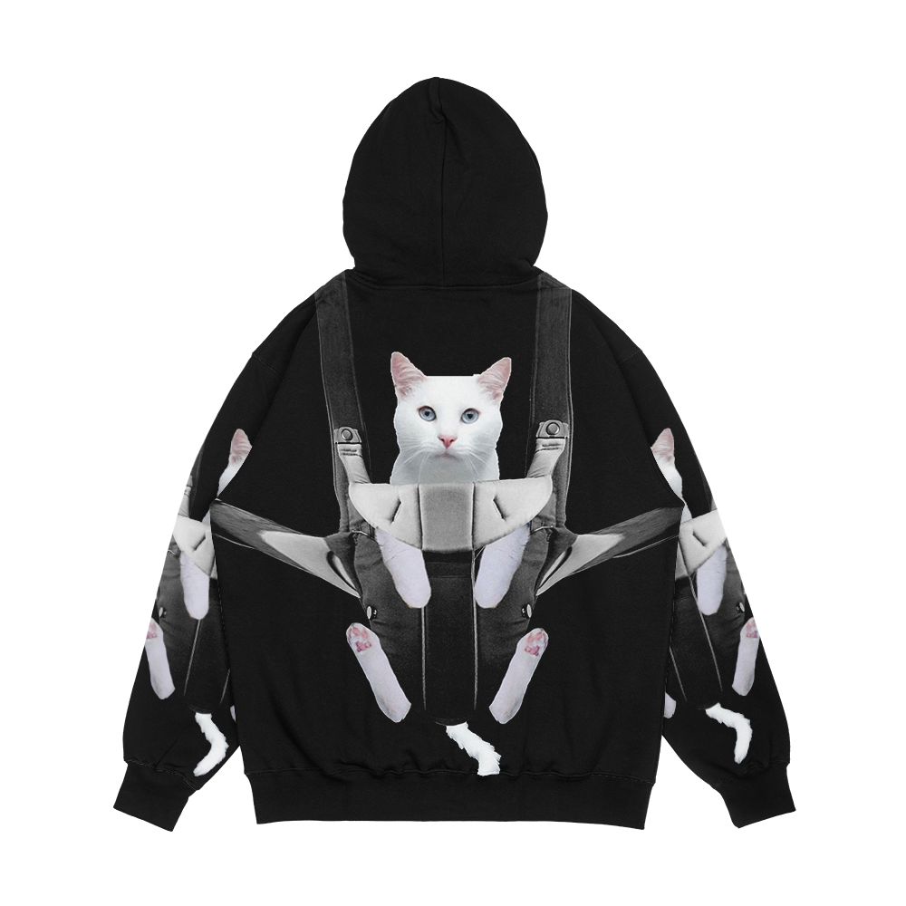 Cat In Baby Carrier Men's All-Over-Print Hoodie - Image 2