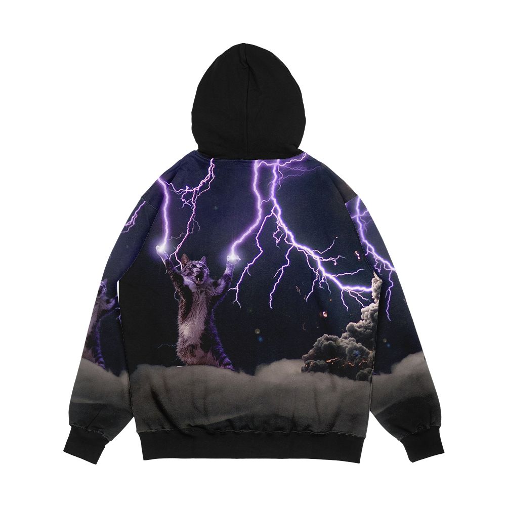 Cat Lightning Men's All-Over-Print Hoodie - Image 2