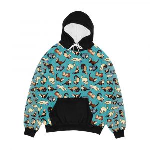 Cat Snakes In Blue Men's All-Over-Print Hoodie