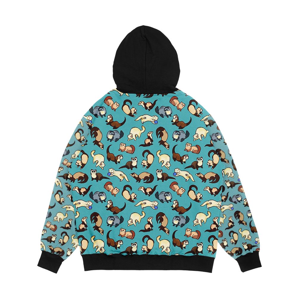 Cat Snakes In Blue Men's All-Over-Print Hoodie - Image 2