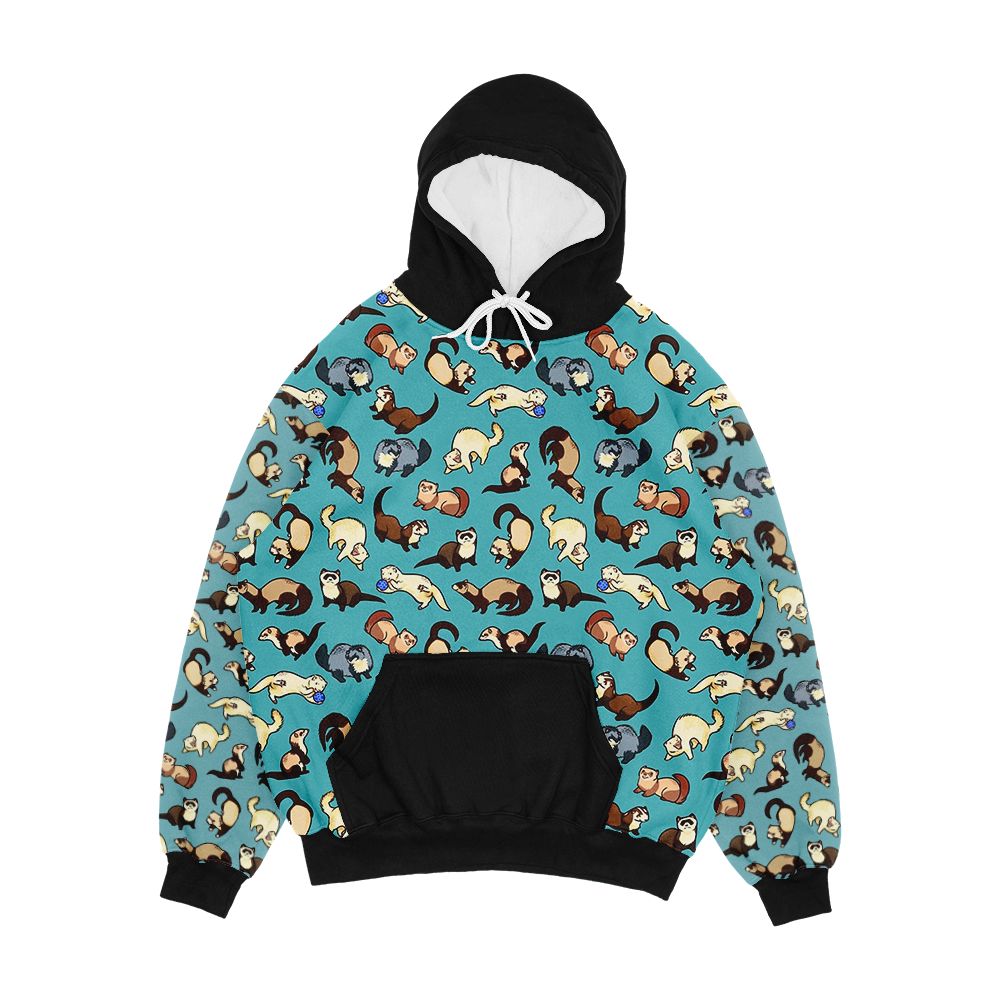 Cat Snakes In Blue Men's All-Over-Print Hoodie