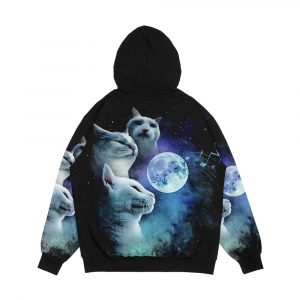 Alternative view of Cat Vibing Meme Galaxy Cats Three Cat Moon Catjam Men's All-Over-Print Hoodie