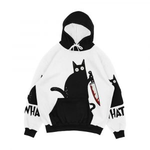 Cat What Murderous Black Cat With Knife Gift Premium Men's All-Over-Print Hoodie