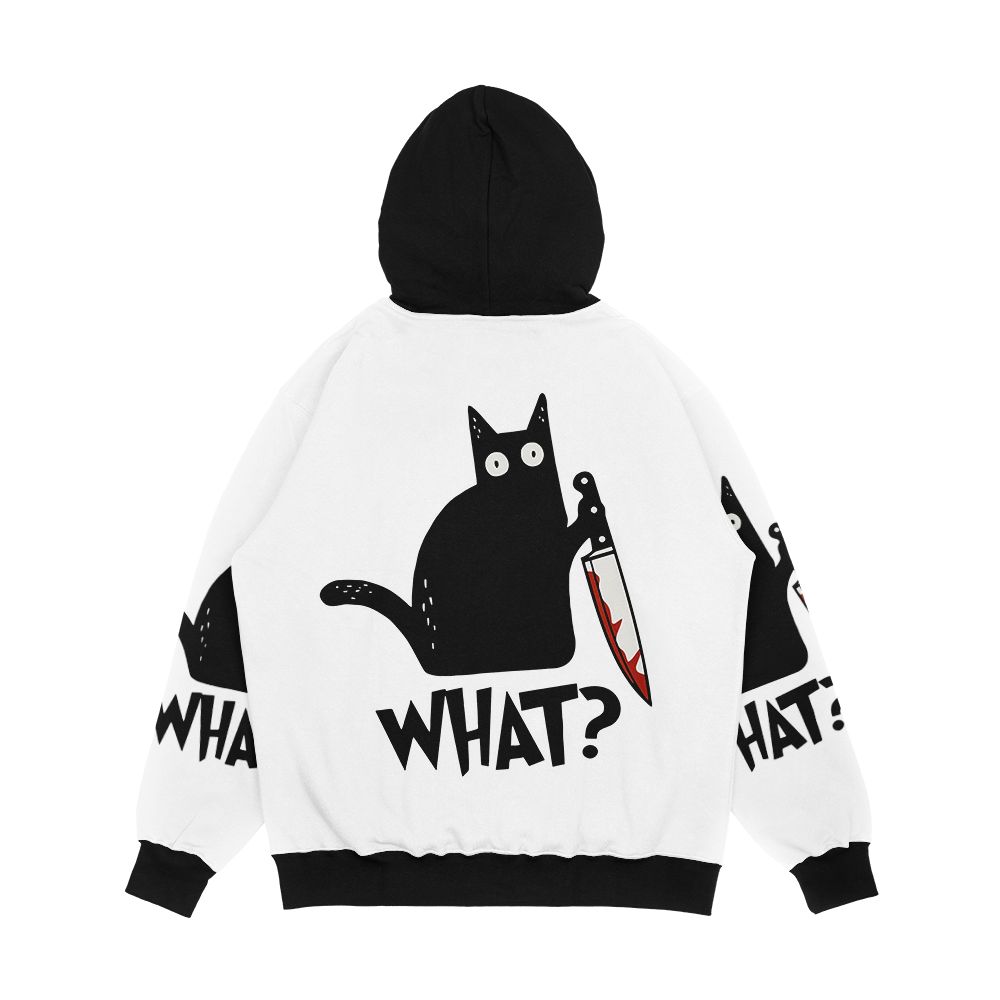 Cat What Murderous Black Cat With Knife Gift Premium Men's All-Over-Print Hoodie - Image 2