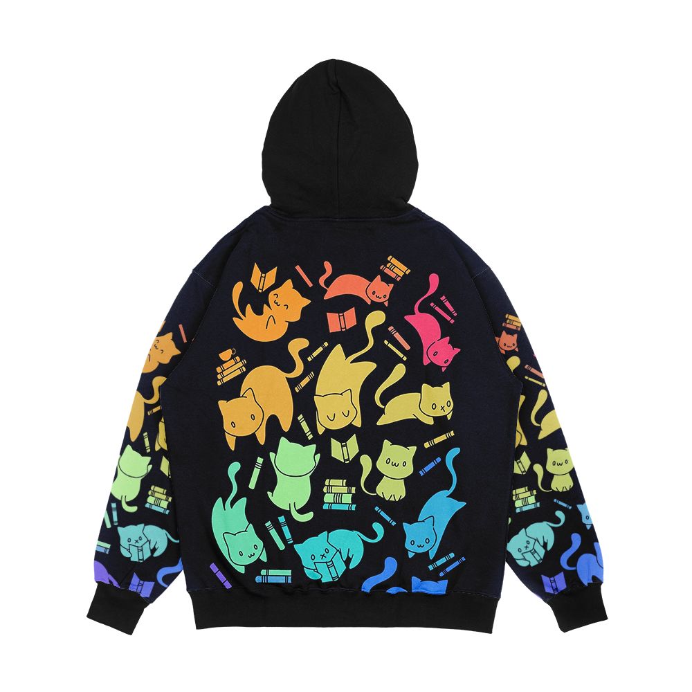 Cats And Books Men's All-Over-Print Hoodie - Image 2