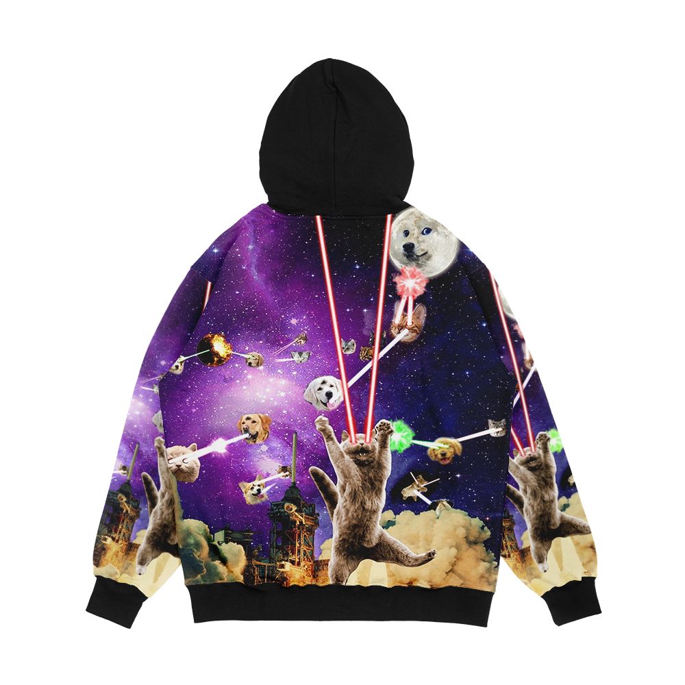 Cats With Laser Eyes 2 Cat Harder Men's All-Over-Print Hoodie - Image 2