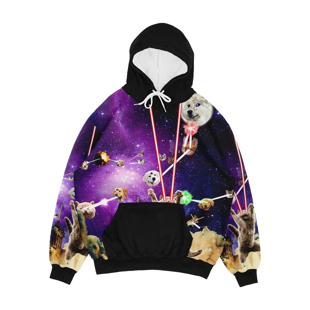 Cats With Laser Eyes 2 Cat Harder Men's All-Over-Print Hoodie