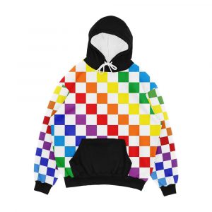 Checkered Rainbow Men's All-Over-Print Hoodie
