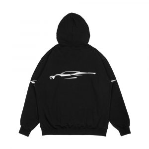 Alternative view of Chevrolet Corvette C8 Silhouette White Men's All-Over-Print Hoodie