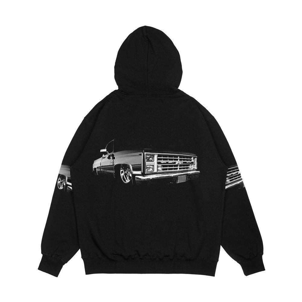 Chevy Silverado Square Body Pickup 3 Black Men's All-Over-Print Hoodie - Image 2