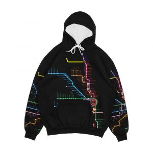 Chicago Trains Map Men's All-Over-Print Hoodie