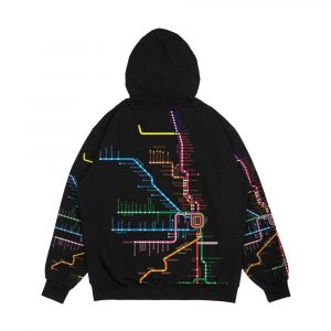 Alternative view of Chicago Trains Map Men's All-Over-Print Hoodie