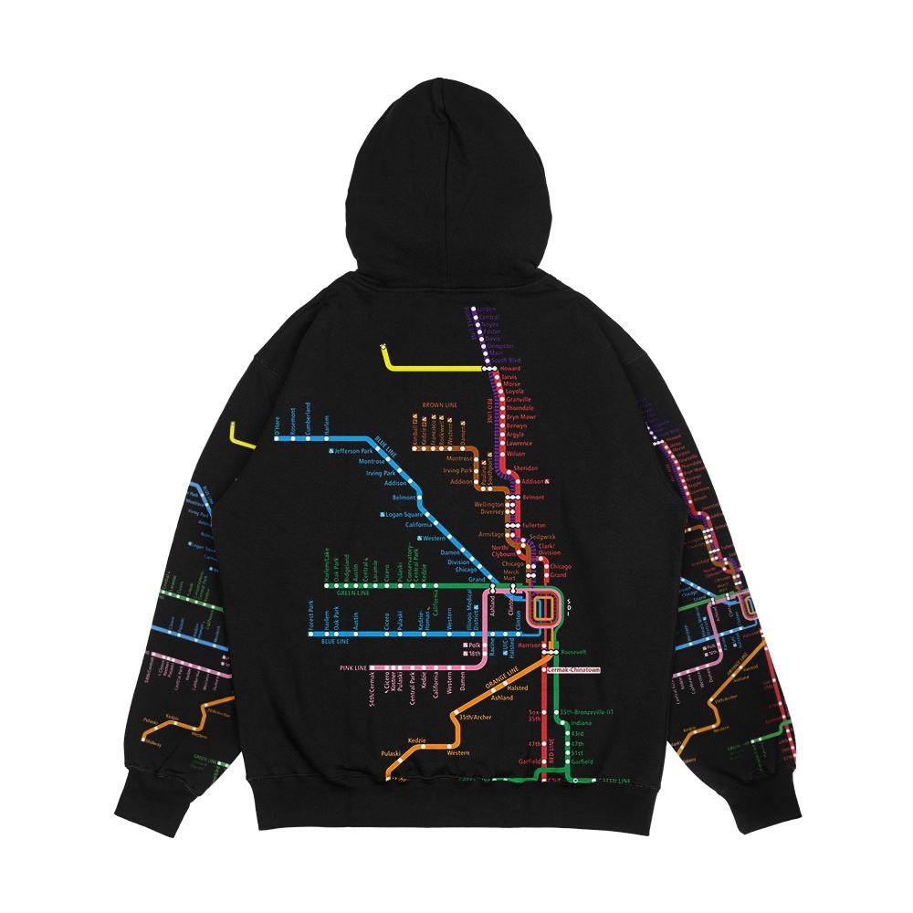 Chicago Trains Map Men's All-Over-Print Hoodie - Image 2