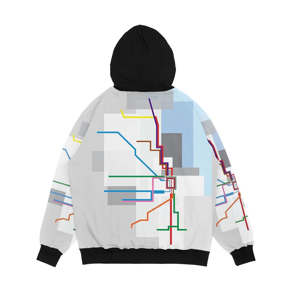 Chicago Transit Map Lake Men's All-Over-Print Hoodie - Image 2
