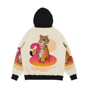 Alternative view of Chillin Flamingo Tiger Men's All-Over-Print Hoodie