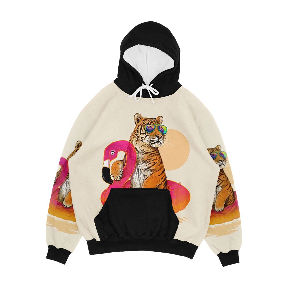 Chillin Flamingo Tiger Men's All-Over-Print Hoodie
