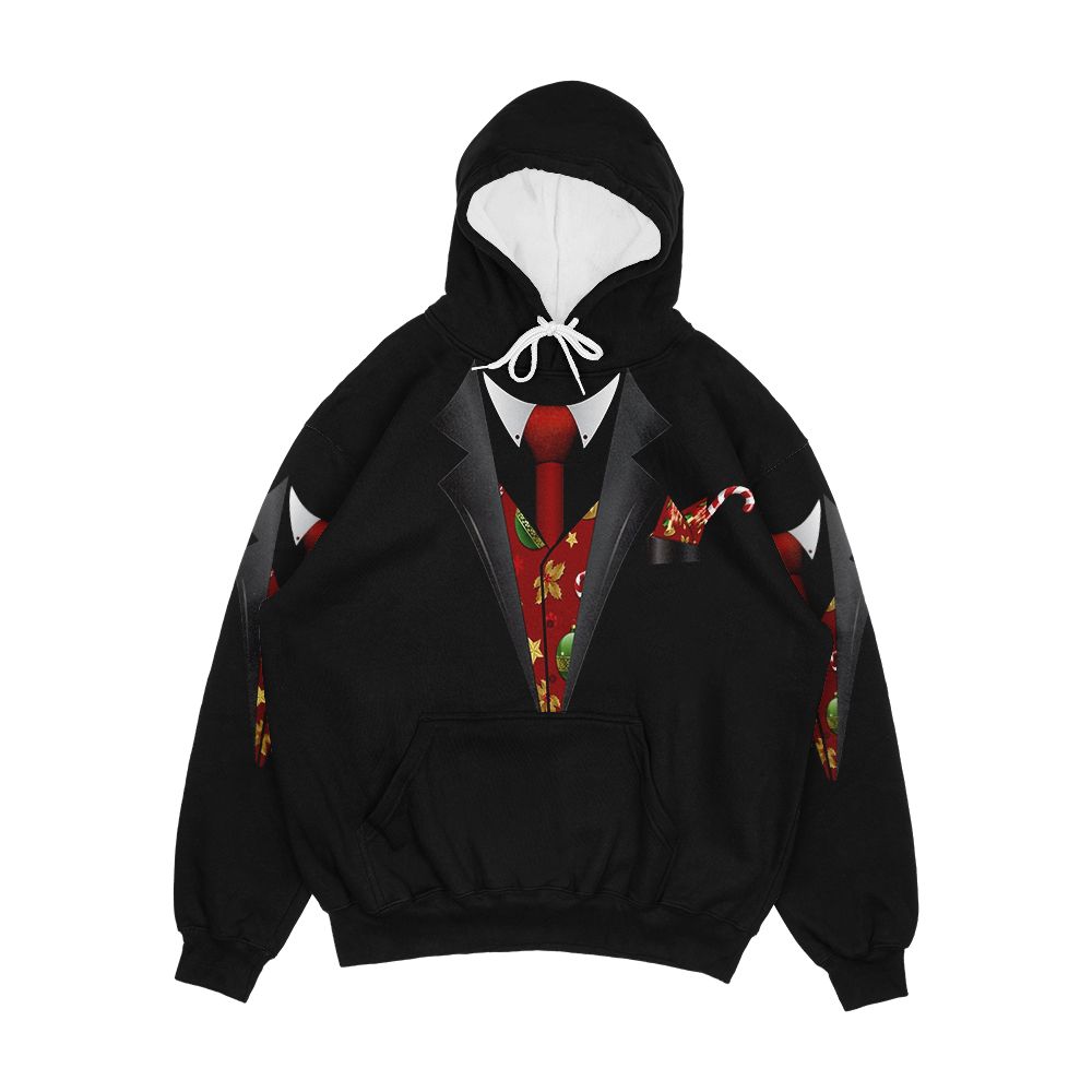 Christmas Tuxedo Design With Candy Cane And Christmas Pocket Square In The Pocket Men's All-Over-Print Hoodie