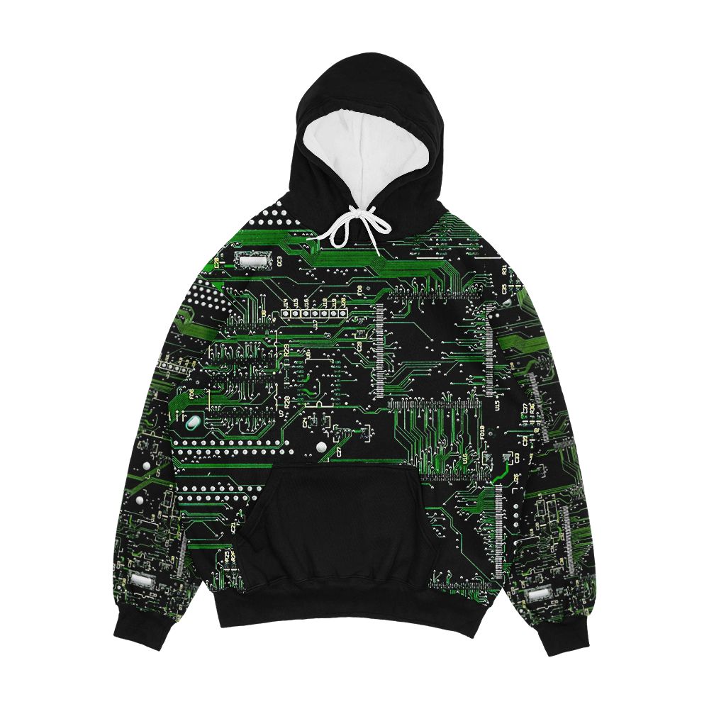 Circuit Board Green Men's All-Over-Print Hoodie