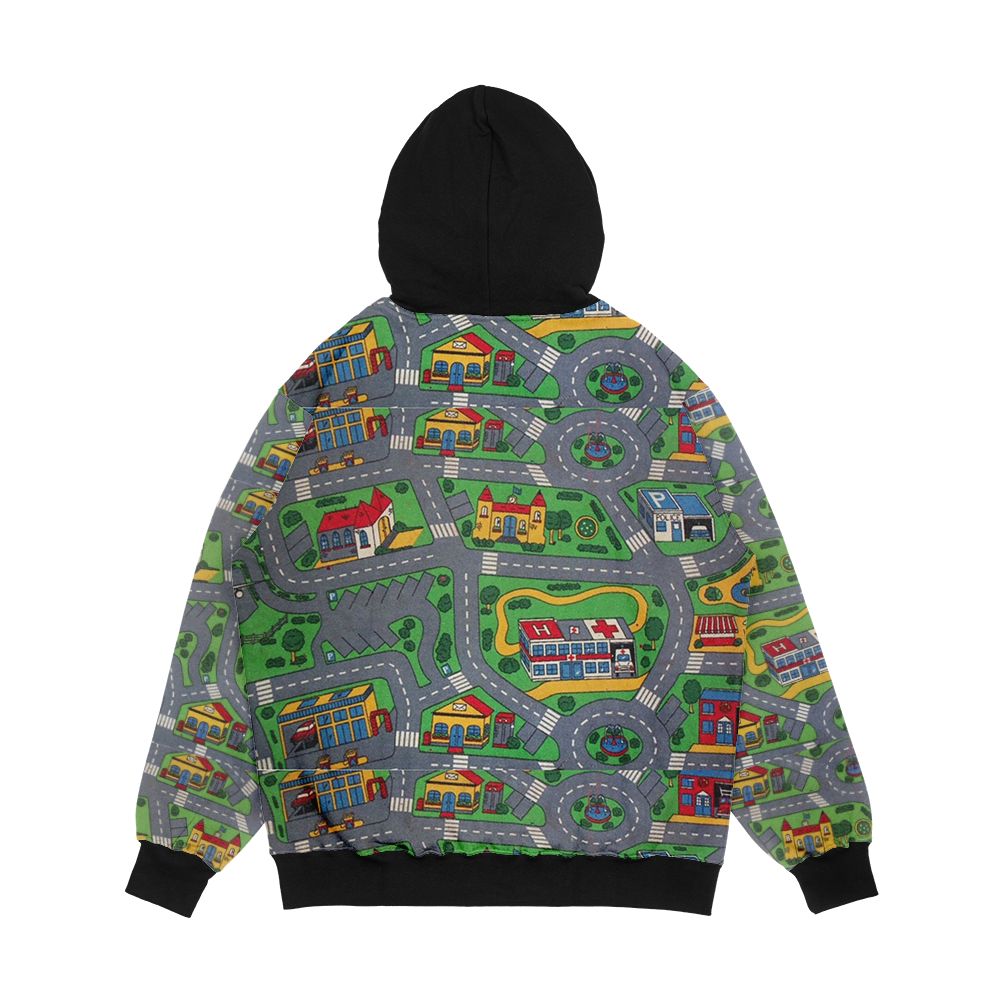 City Roads Map Play Rug Men's All-Over-Print Hoodie - Image 2