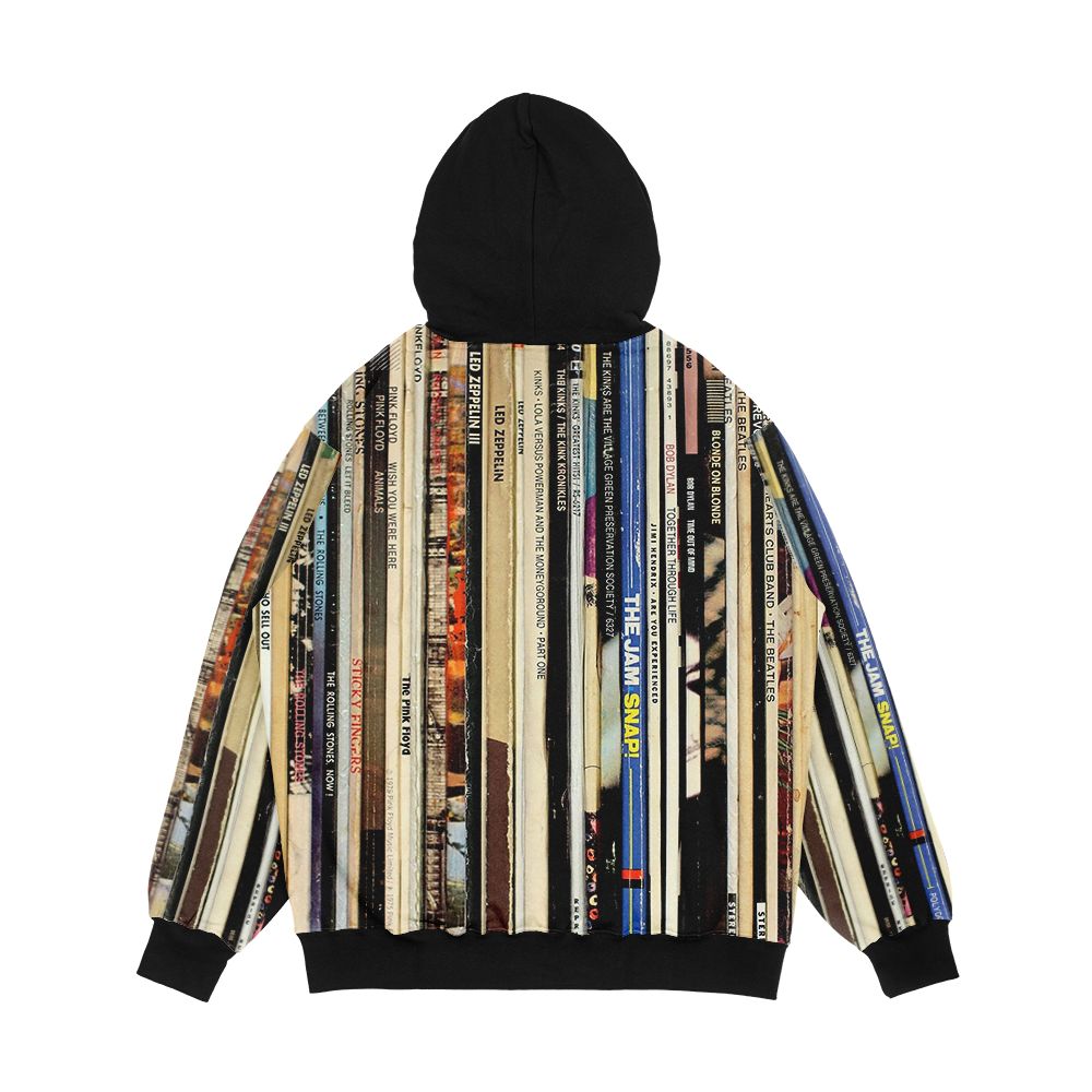 Classic Rock Vinyl Records Men's All-Over-Print Hoodie - Image 2
