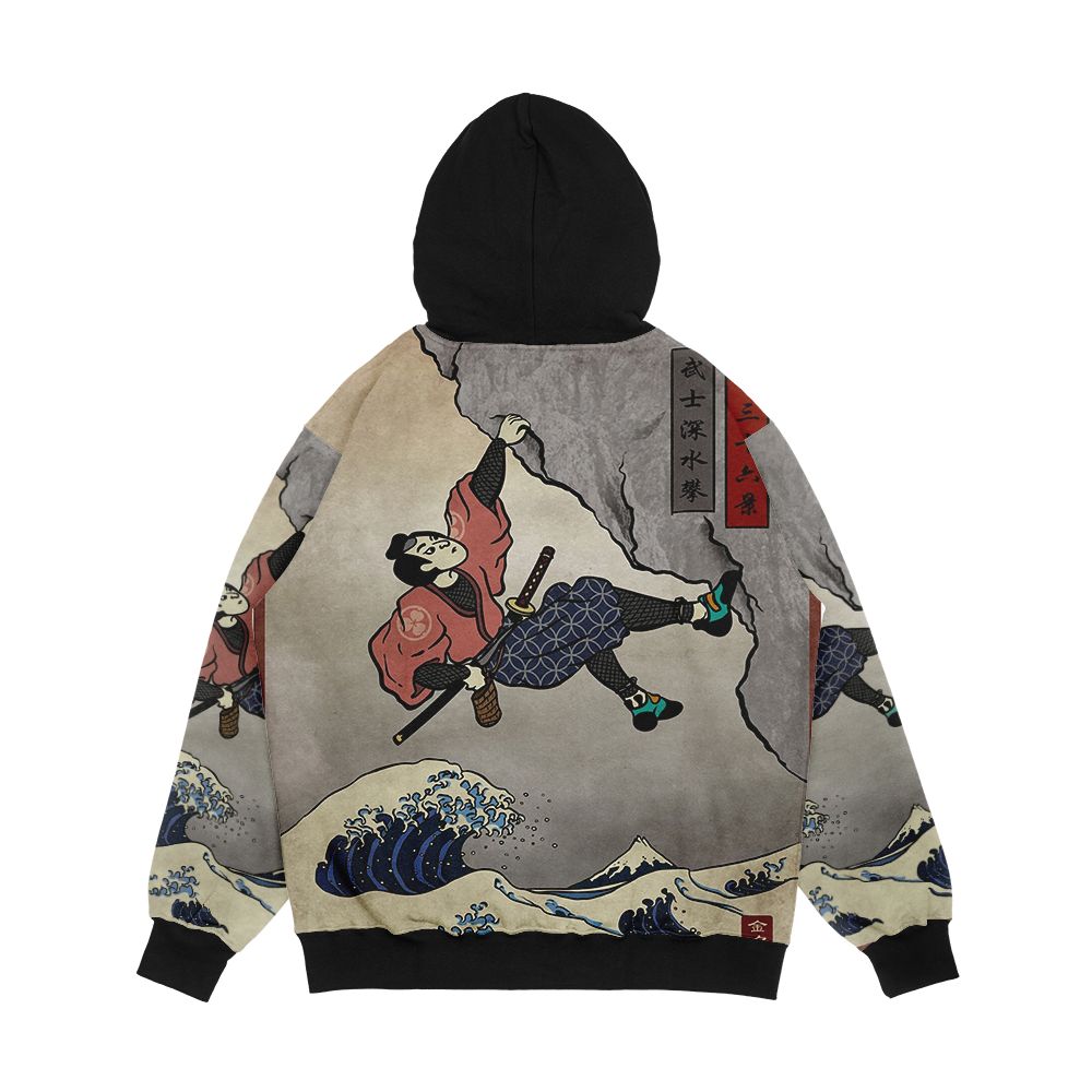 Climbing Samurai Deep Water Soloing Men's All-Over-Print Hoodie - Image 2