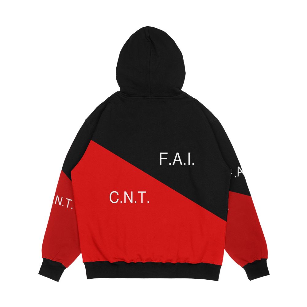 Cnt Fai Flag Federaci N Anarquista Iberica Confederaci N Nacional Del Trabajo Men's All-Over-Print Hoodie - Image 2