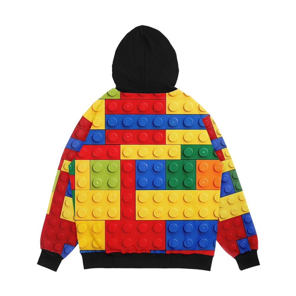 Colorful Bricks Design Men's All-Over-Print Hoodie - Image 2
