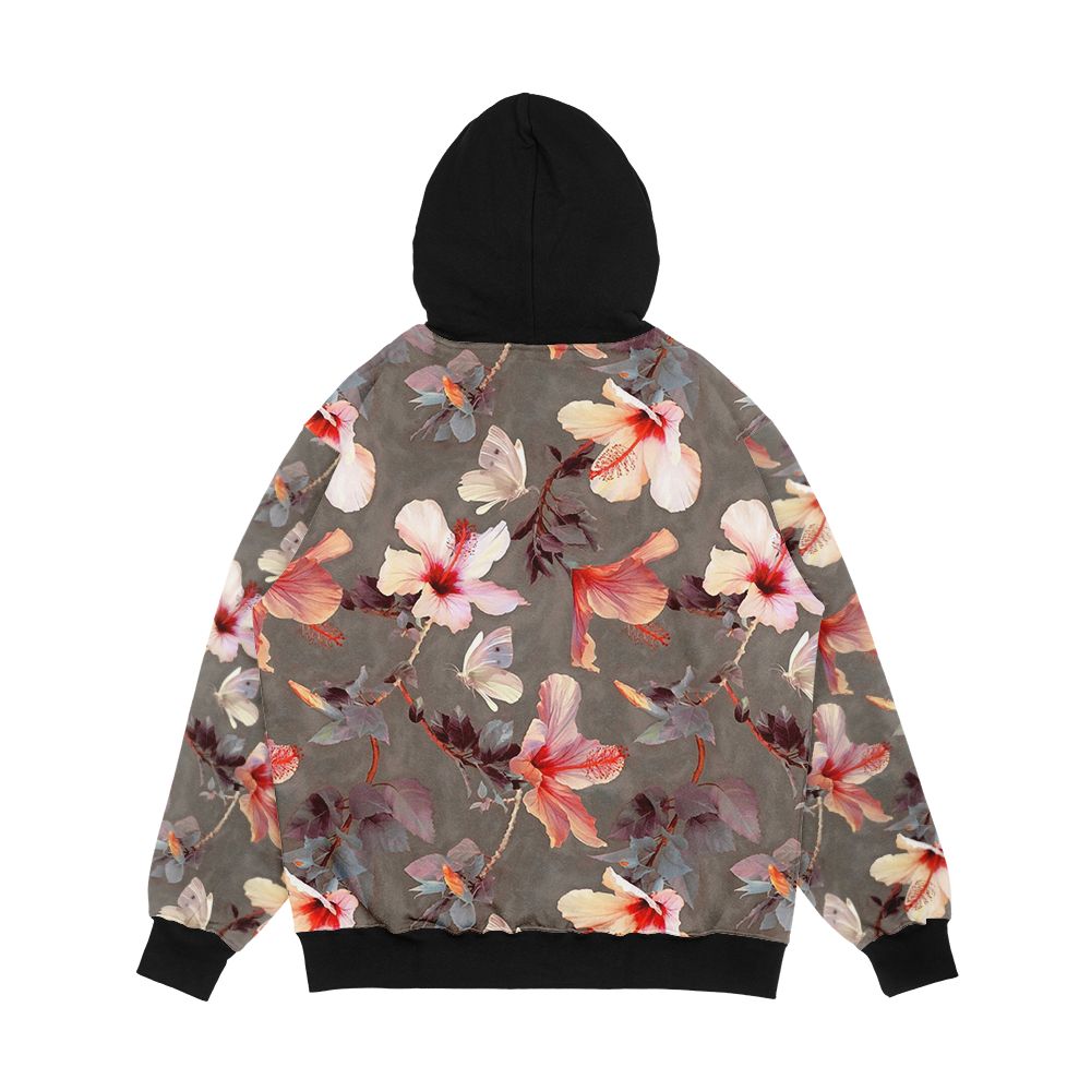 Coral Hibiscus Men's All-Over-Print Hoodie - Image 2