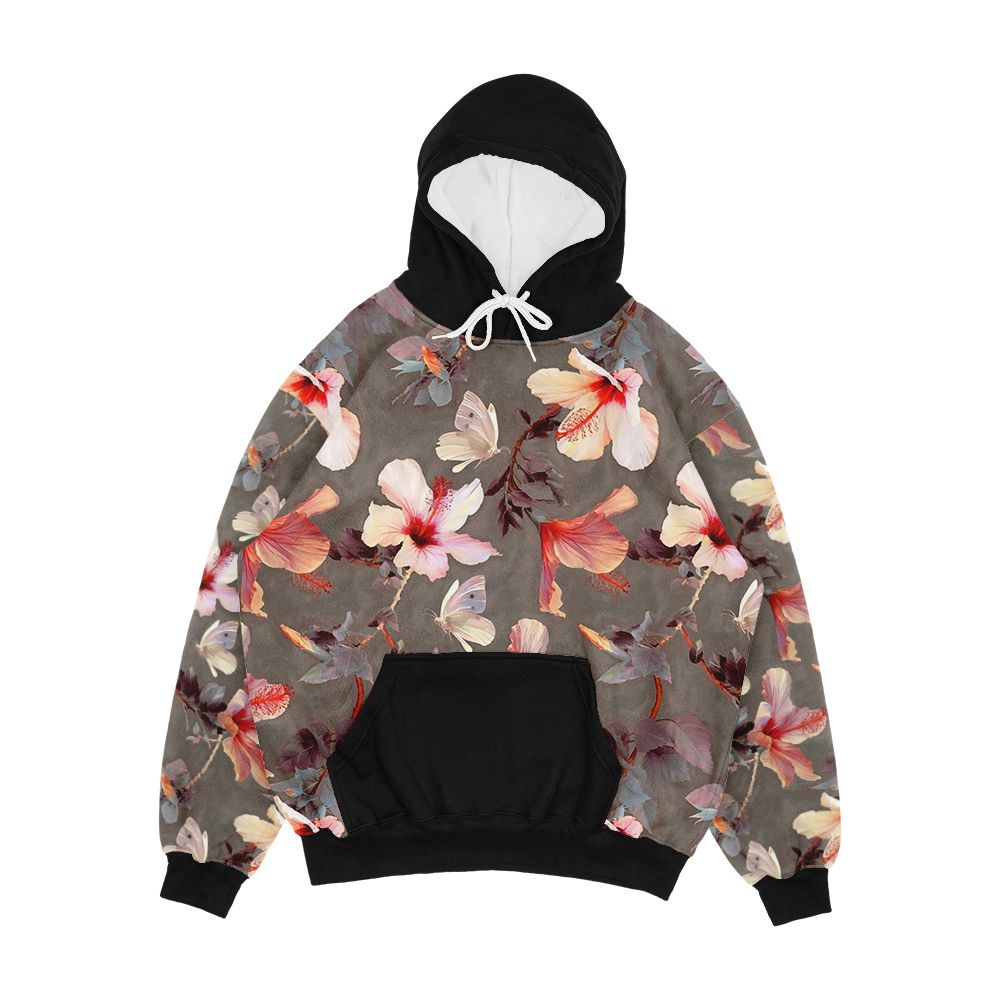 Coral Hibiscus Men's All-Over-Print Hoodie