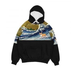 Corgi Dog Surfing The Great Wave Men's All-Over-Print Hoodie
