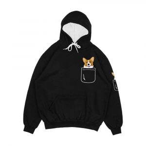 Corgi In Pocket Funny Cute Puppy Big Happy Smile Men's All-Over-Print Hoodie