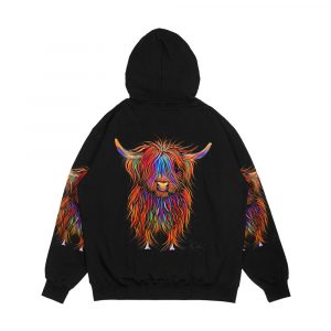 Alternative view of Cow Print Scottish Highland Pumphrey By Shirley Macarthur Men's All-Over-Print Hoodie