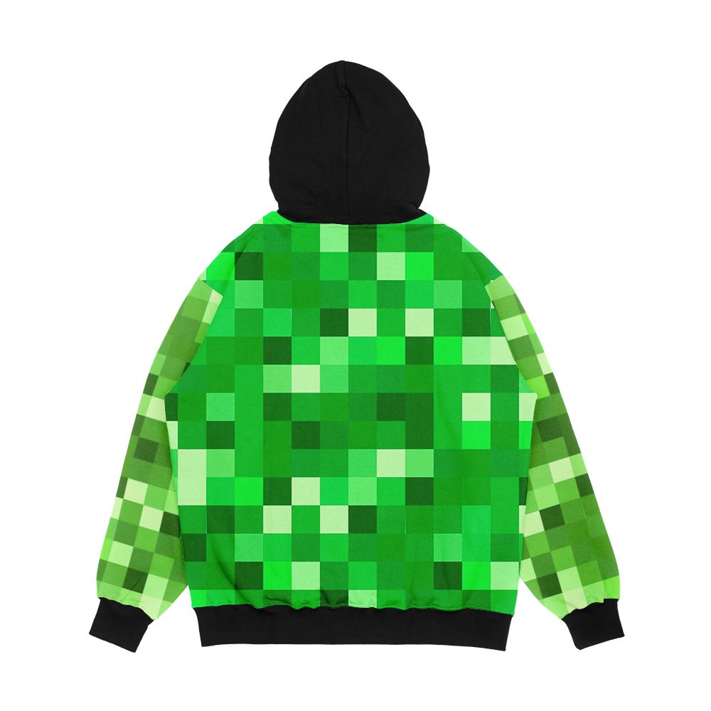 Creeper Pattern Minecraft Style Men's All-Over-Print Hoodie - Image 2