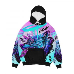 Crystal Wolf Men's All-Over-Print Hoodie