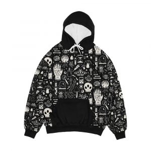 Curiosities Bone Black Men's All-Over-Print Hoodie