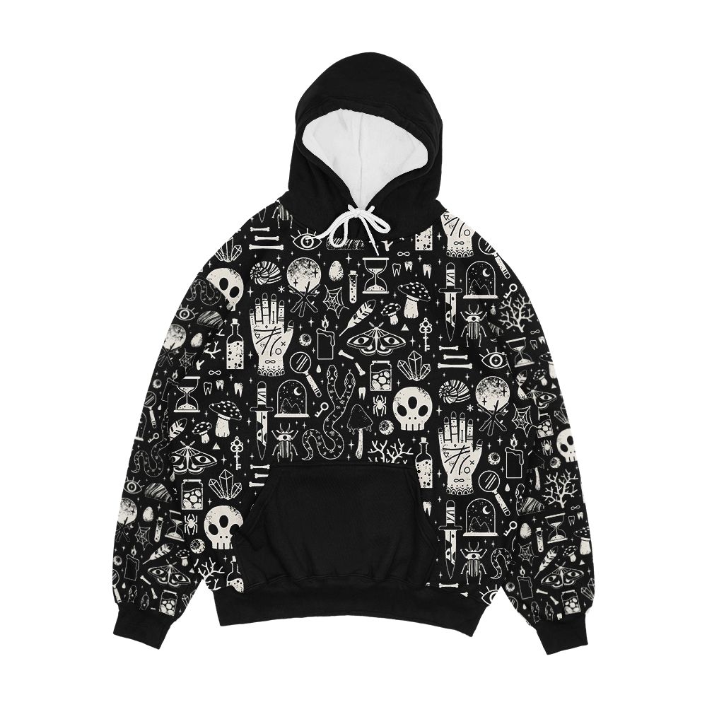 Curiosities Bone Black Men's All-Over-Print Hoodie