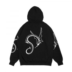 Alternative view of Curled Dragon White On Black Men's All-Over-Print Hoodie