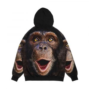 Alternative view of Cute Animal Happy Chimp Monkey Face Gift Men's All-Over-Print Hoodie