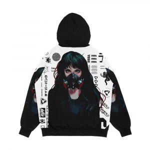 Alternative view of Cyberpunk Gamer Girl Design Patterns Men's All-Over-Print Hoodie