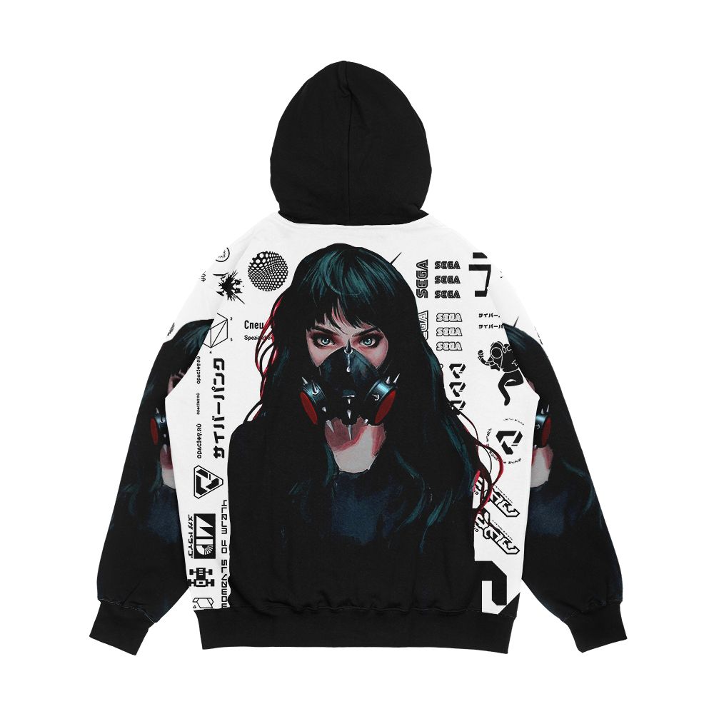 Cyberpunk Gamer Girl Design Patterns Men's All-Over-Print Hoodie - Image 2