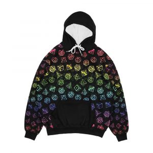 D20 Dice Set Pattern Rainbow Men's All-Over-Print Hoodie